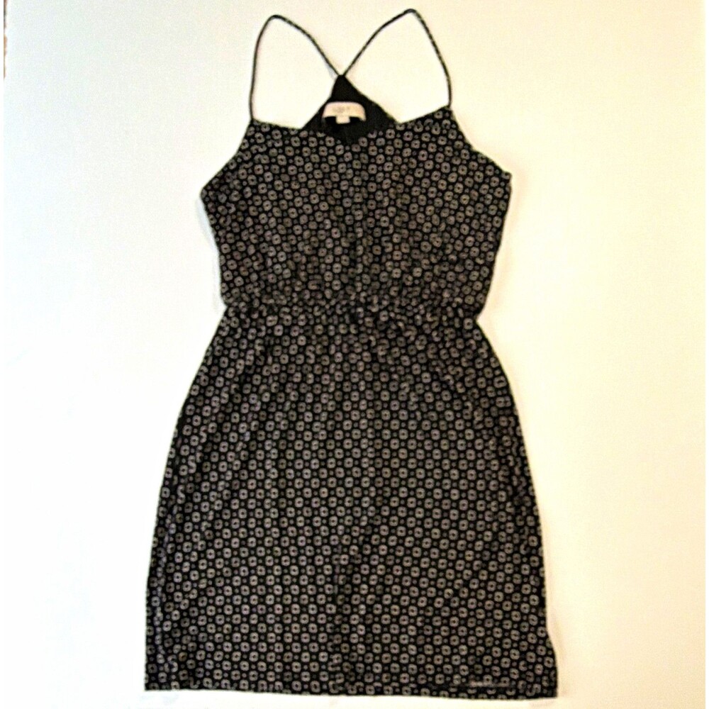LOFT Black White Polka Dot Halter Sleeveless Fit & Flare Lined Dress M